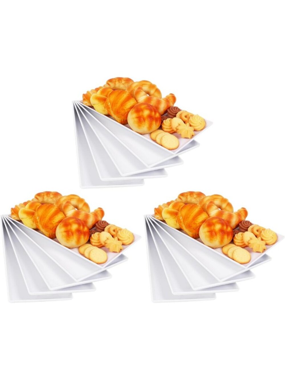 Set of 5 Unbreakable White Melamine Serving Trays for Party, Appetizers